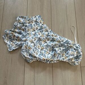 EN SAISON Top White Green Yellow Maeve Floral Cropped One Shoulder Small